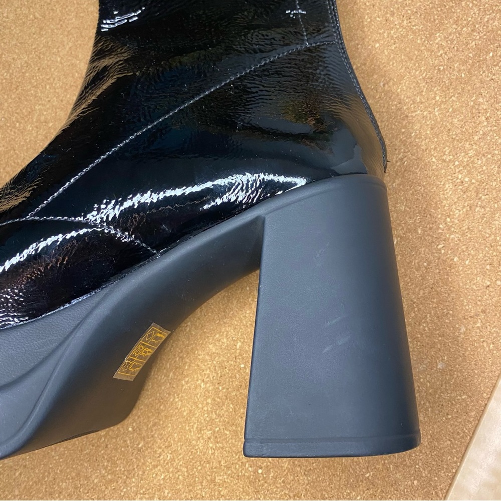 Free People Leather Double Stack Mid Calf Platform Boots Size 8 - Picture 8 of 14
